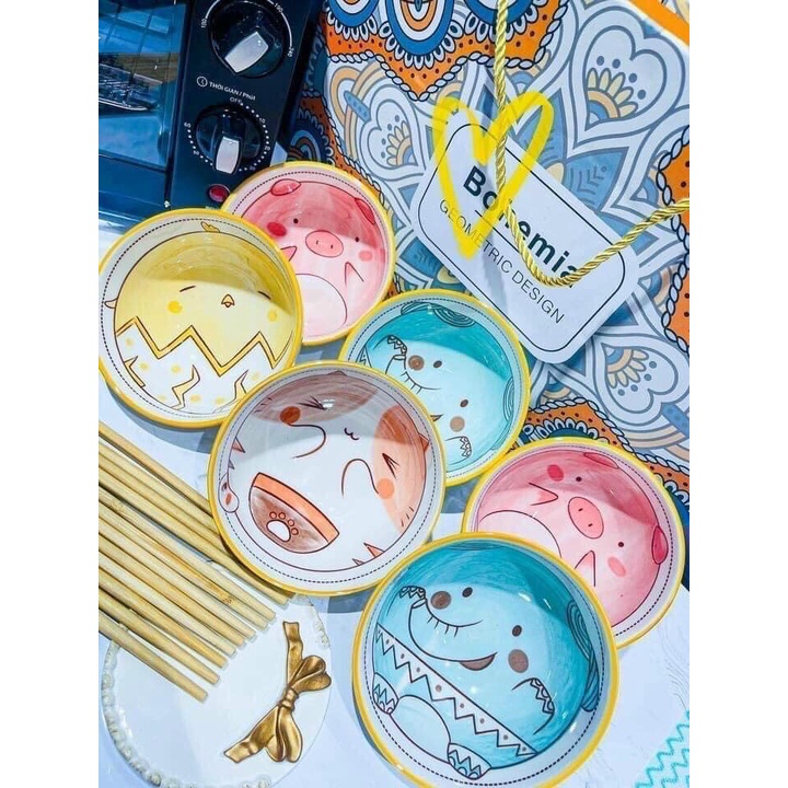 Set bát thú kèm đũa BOHEMIA siêu cute, siêu đáng yêu, siêu tiện lợi - QYDELY