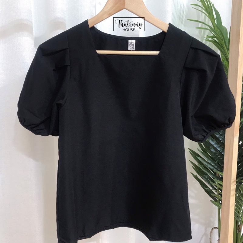 Áo sơ mi babydoll nữ cổ vuông ngắn tay phồng chất liệu mềm mịn phong cách Hàn Quốc M10 | BigBuy360 - bigbuy360.vn