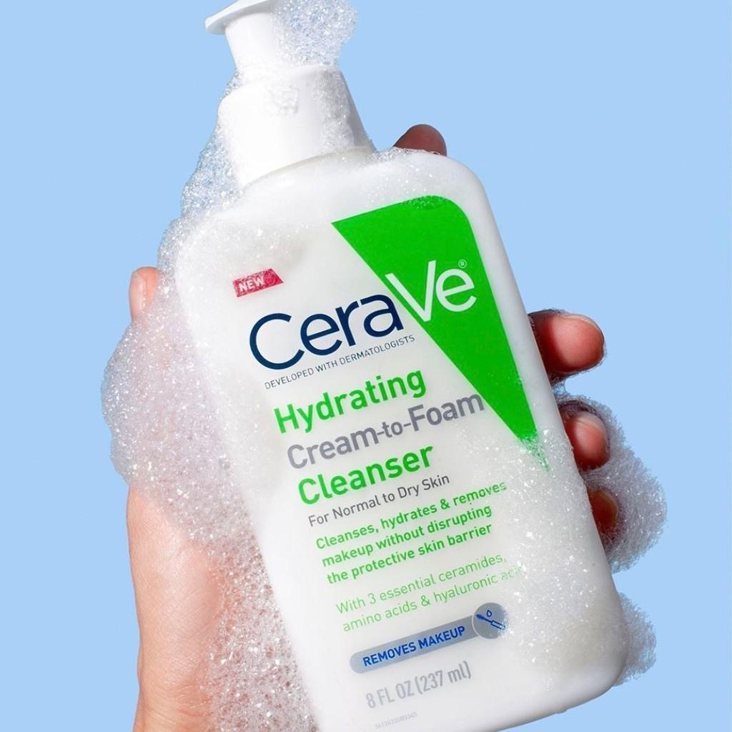 Sữa Rửa Mặt Tẩy Trang Cho Da Thường Và Da Khô CeraVe Hydrating Cream To Foam Cleanser - Chính Hãng