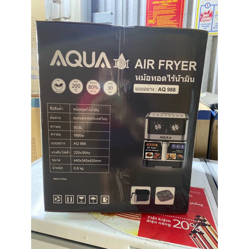 Nồi chiên không dầu AQUA 9.5L - bảo hành 12 tháng - mặt kính