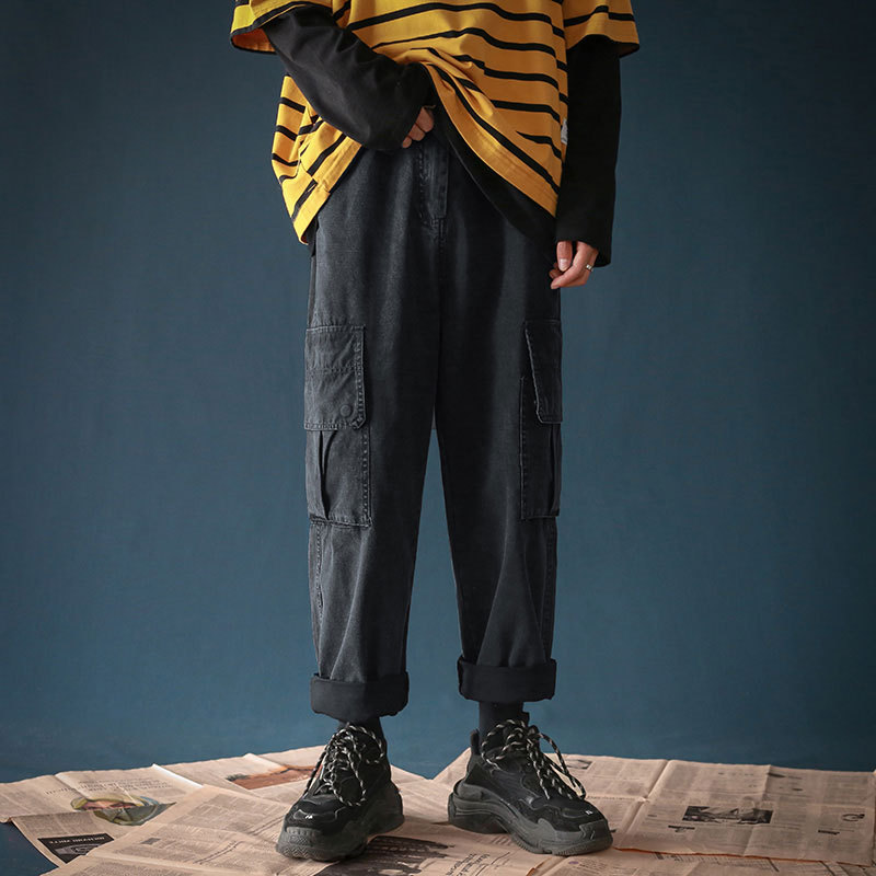 Quần thể thao màu trơn dáng rộng nhiều túi phong cách thời trang M-3XL | BigBuy360 - bigbuy360.vn