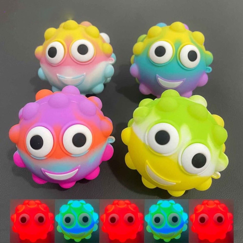 Đồ chơi nhấn bong bóng bằng silicon 3d đàn hồi có đèn led tùy chọn kiểu dáng và màu sắc