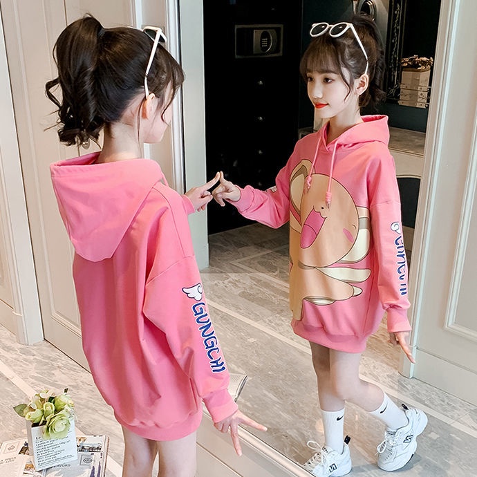 Áo hoodie họa tiết hoạt hình phong cách Hàn Quốc thời trang xuân thu sành điệu cho bé gái 2021