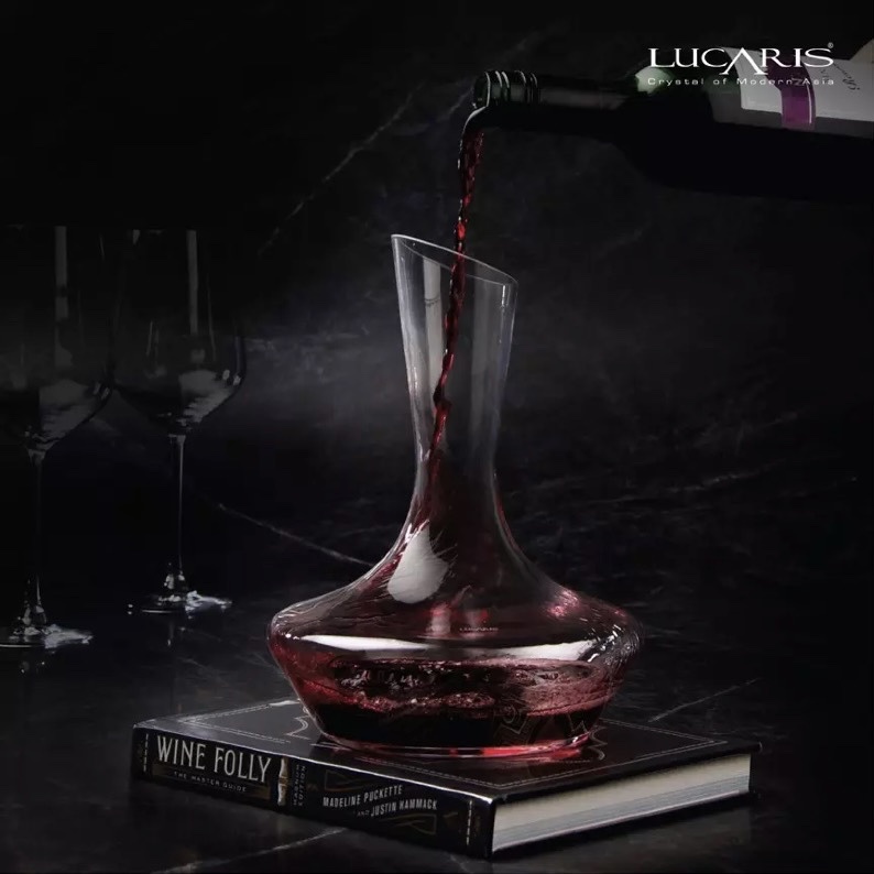 Bình Đựng Rượu Vang Miệng Vát Pha Lê Cao Cấp Lucaris Decanter 750ml Nhập Khẩu Chính Hãng Không Chì G0015