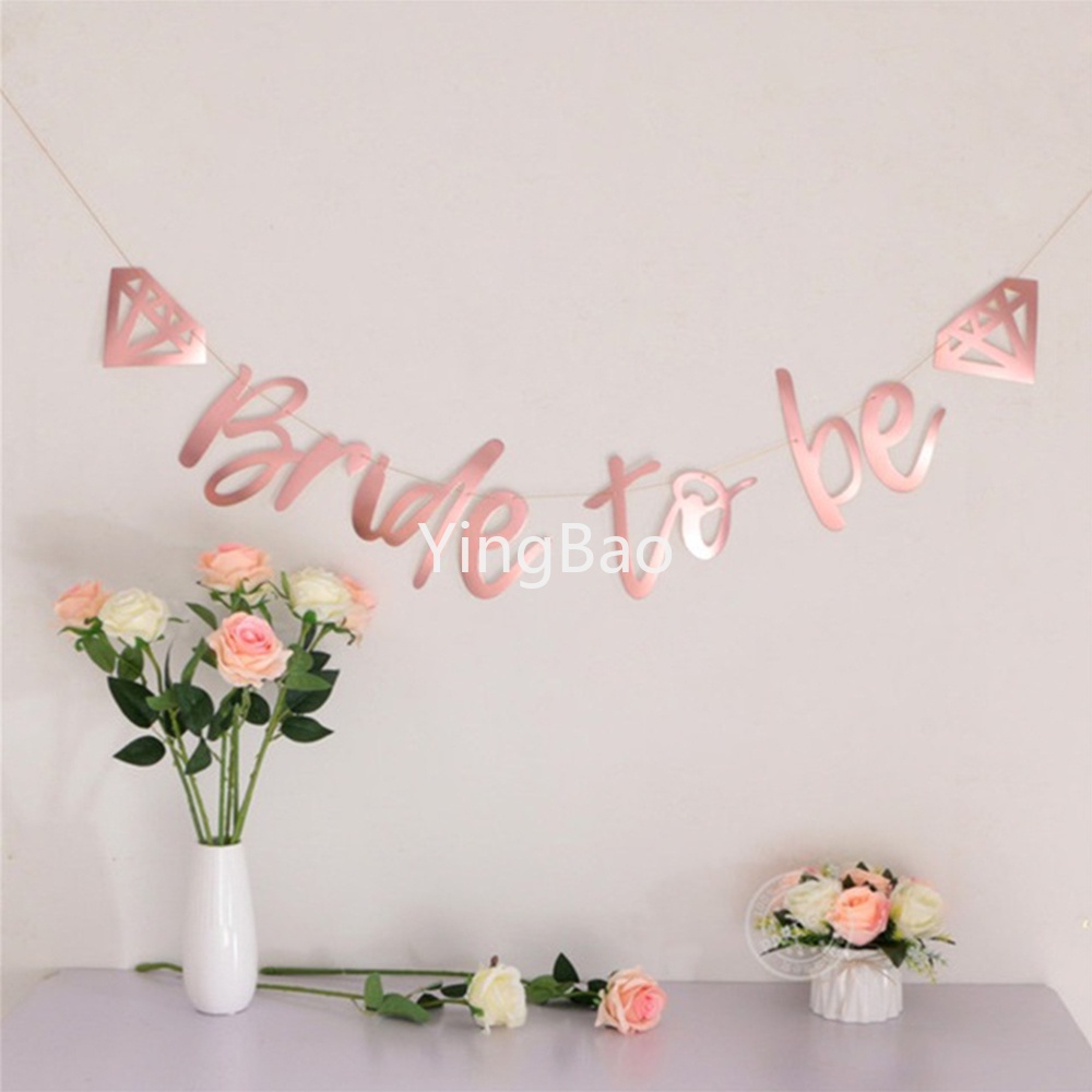 1 Bộ Cờ Chữ Bride to be banner Miss to Mrs Màu Vàng Hồng Trang Trí Tiệc Độc Đáo
