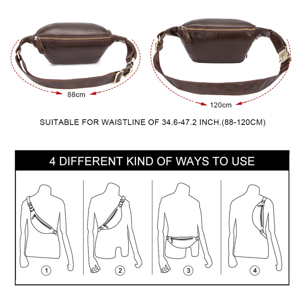 Túi đeo thắt lưng CONTACT’S MB169 bằng da thật cao cấp thời trang cá tính cho nam | BigBuy360 - bigbuy360.vn