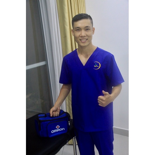 Bộ áo + quần phòng mổ , Spa + thêu tên logo Loại 1