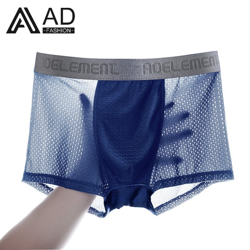 Quần lót boxer ADFASHION bằng lụa lạnh phối lưới thoáng khí thoải mái co giãn thời trang quyến rũ cho nam 114