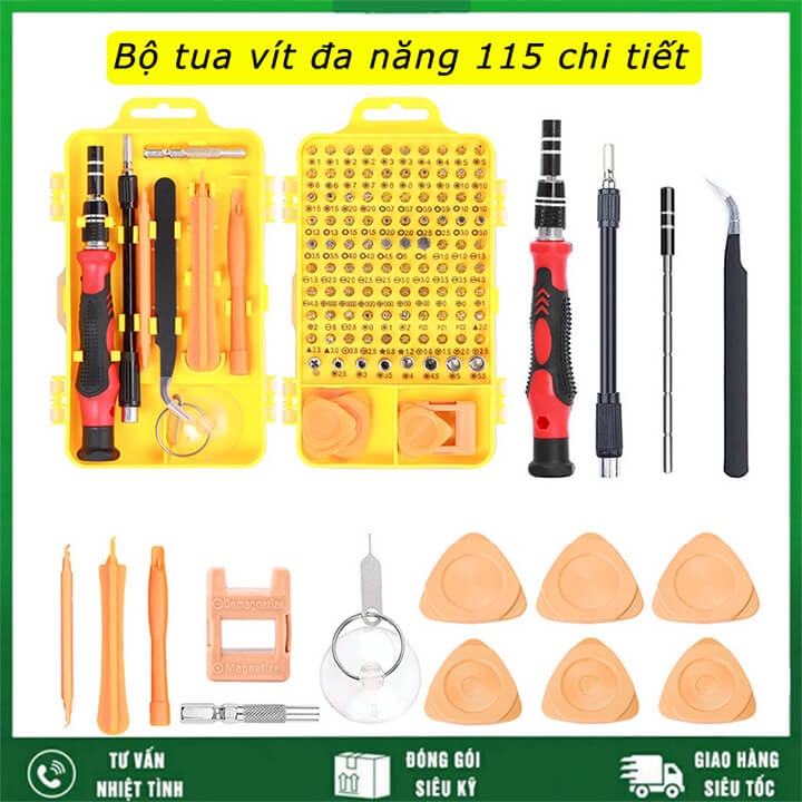 Bộ tua vít đa năng Bộ Tua tô Vít Từ Tính 115 Chi Tiết Dùng Sửa Chữa Điện Thoại, Laptop, Máy Tính, Thiết Bị Điện Tử