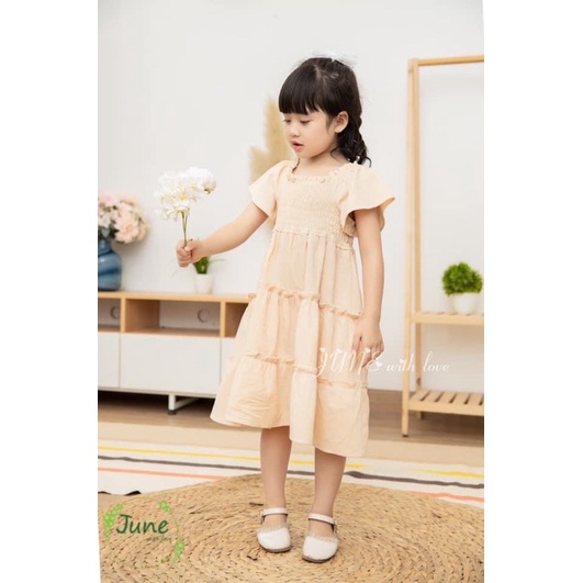 Váy smock cổ xinh cho bé sale.