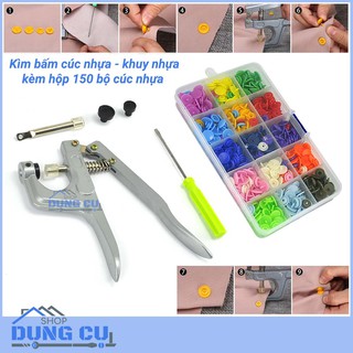 Kìm bấm cúc nhựa 3 cỡ T3/T5/T8 kèm hộp 150 bộ cúc 15 màu