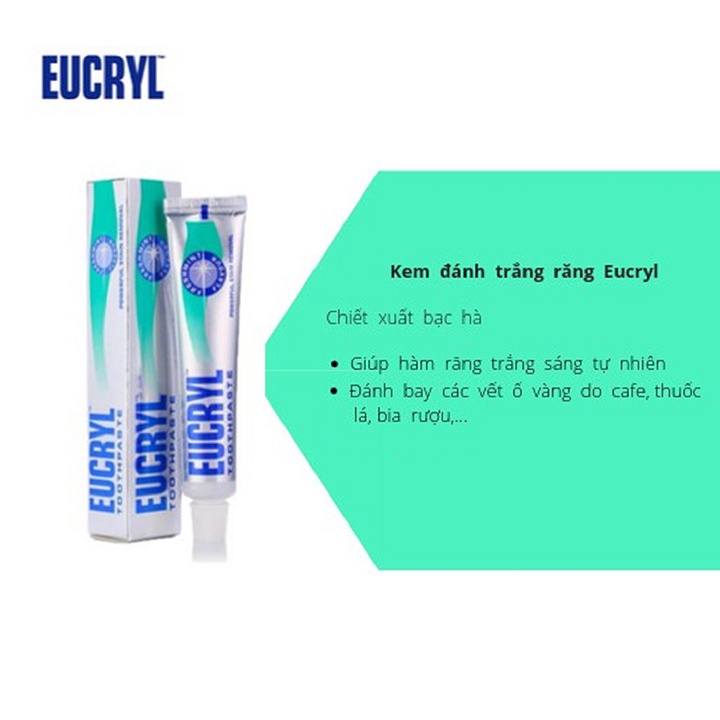 Kem Đánh Răng Eucryl Trắng Răng Hương Bạc Hà 62g