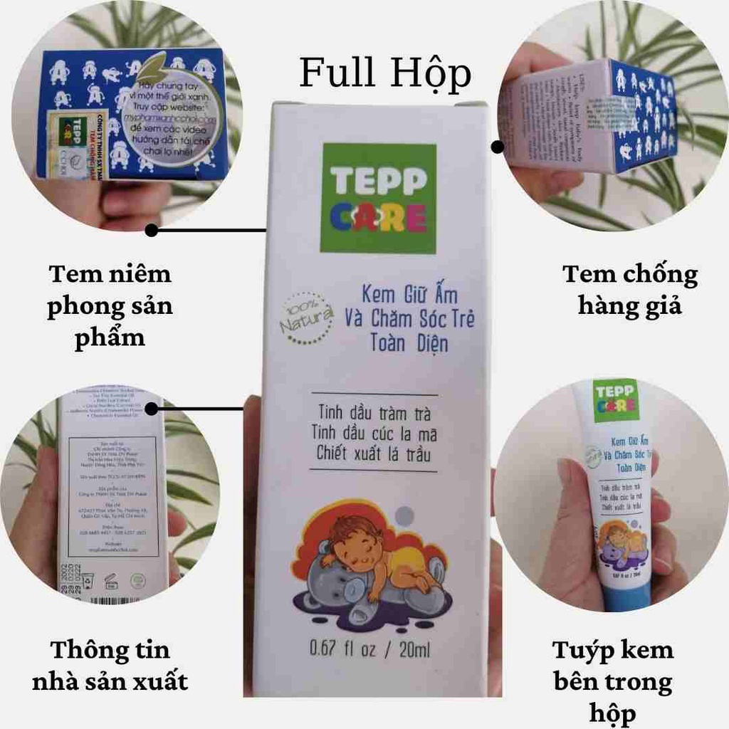 Kem Giữ Ấm Tepp Care 20ml, Dưỡng Da, Giữ Ấm Cơ Thể Cho Bé, KHÔNG Cay Nóng, 100% Thiên Nhiên.