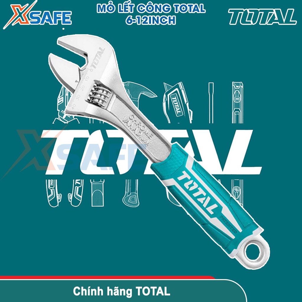 Mỏ lết công cầm tay đa năng TOTAL 6inch -12inch Cờ lê thép Cr-V siêu cứng, chống rỉ, tháo mở bulong, sữa chữa máy móc
