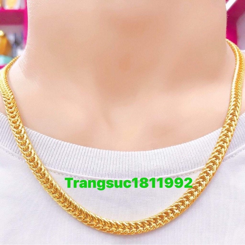 dây chuyền nữ mạ vàng,dây chuyền mắt xích dày màu 24 sáng bóng đẹp xuất sắc