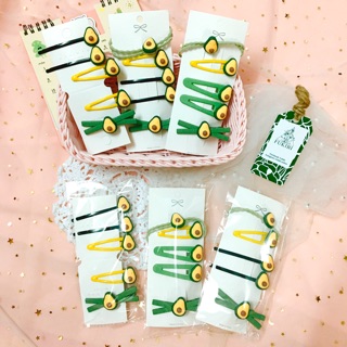 Set cột tóc - kẹp tóc quả bơ 5 món ảnh thật