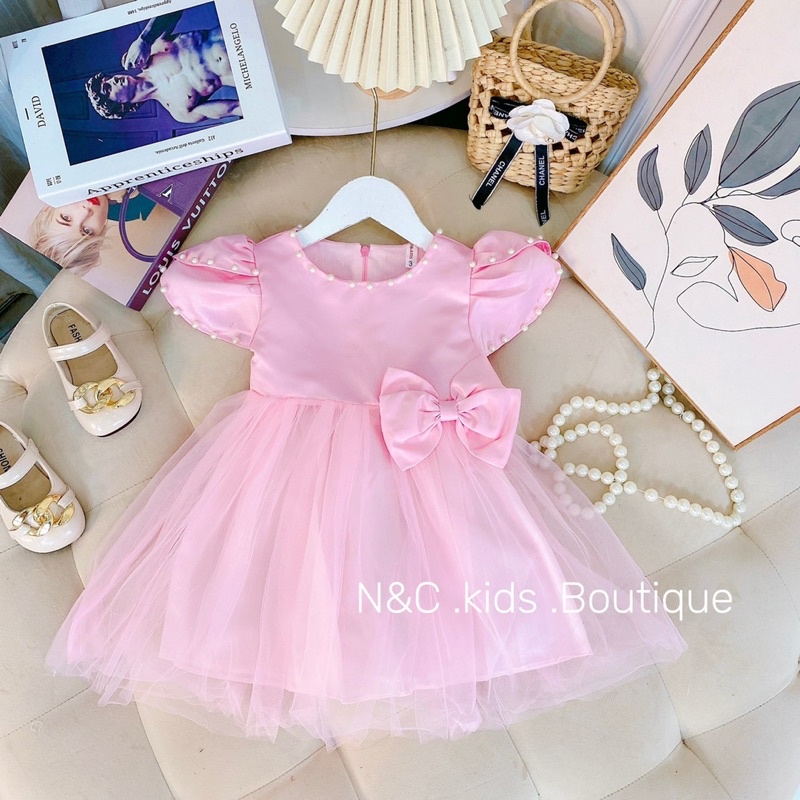 Đầm xoè công chúa kết hạt cho bé gái 6-15kg
