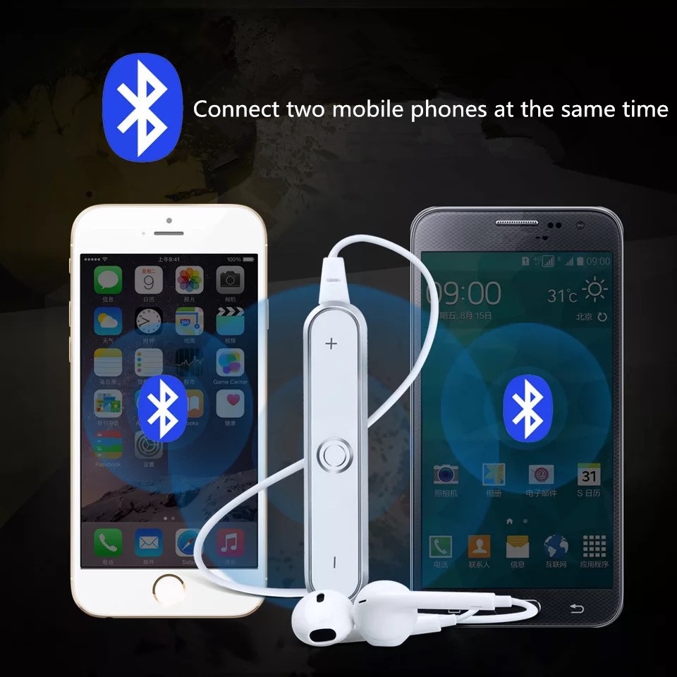 S6 Tai nghe Bluetooth không dây dây đeo cổ thể thao với Mic nhét tai trong tai cho iPhone Xiaomi HUawei