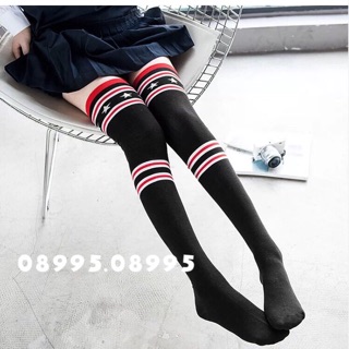 Tất Dài Qua Gối Sọc Đỏ Sao - Có Ảnh Thật