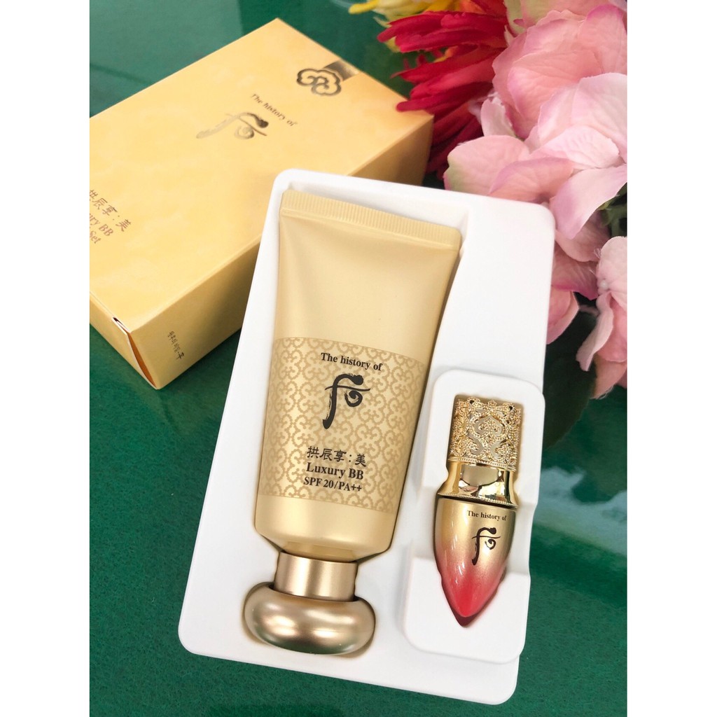 Kem nền cao cấp BB Whoo (Whoo Luxury BB Cream SPF20/PA++ special set)_ Tặng son kem mini màu đỏ tươi