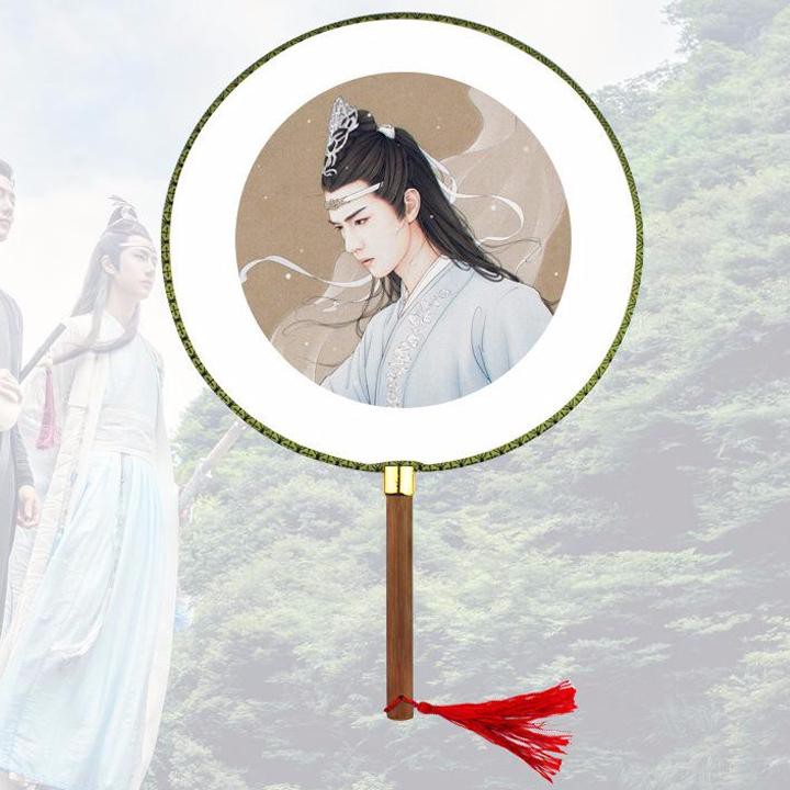 Quạt tròn cầm tay cán gỗ Trần Tình Lệnh Tiêu Chiến Vương Nhất Bác phong cách cổ trang cosplay Ma đạo tổ sư