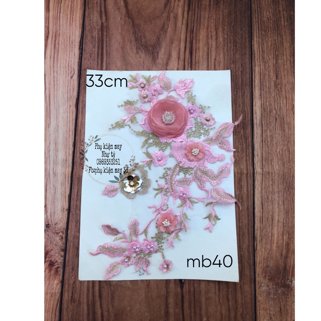 Tấm ren thêu hồng xinh xắn đáng yêu 33cm