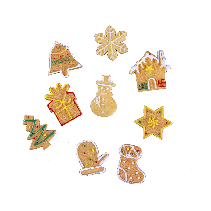 Set 10 Mô Hình Đồ Ăn Trang Trí Cây Thông Noel Hình Người Tuyết/Cây Thông/Người Tuyết Xinh Xắn