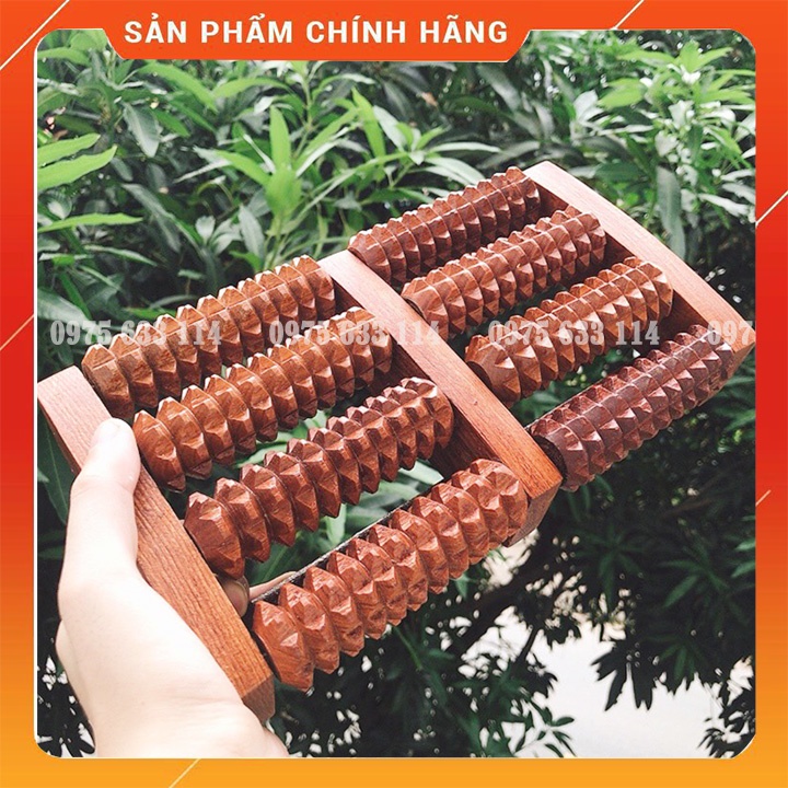 Bàn lăn chân gỗ FREESHIP bàn lăn massage chân bằng gỗ hương 4 hàng giúp cải thiện giấc ngủ (H3)