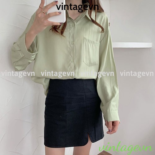 {vintagevn} Áo sơ mi nữ cổ polo dáng dấu quần 2021 FREESHIP 50K A,033 | BigBuy360 - bigbuy360.vn