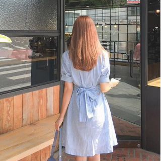 ĐẦM SỌC THẮT EO VẢI XỐP