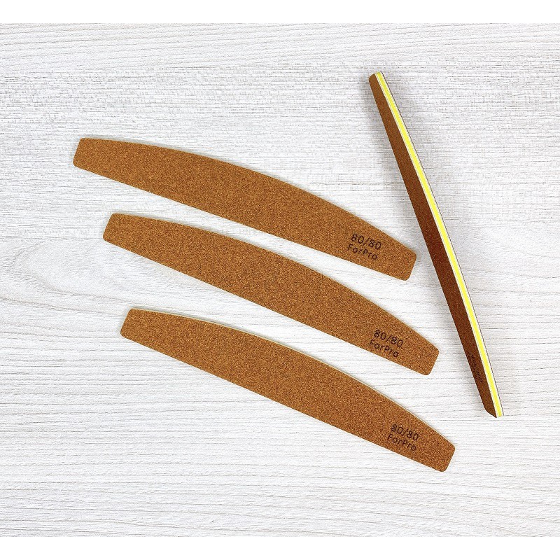 Một cây dũa móng tay giả bột đắp nhám da bò nâu chuẩn hàng xuất cao cấp độ nhám 80 hai mặt giấy nhám Mỹ