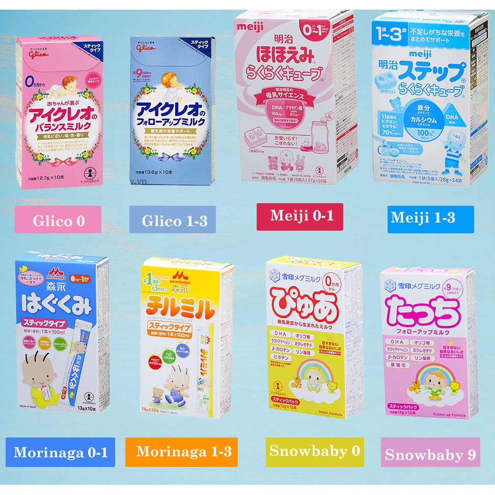 Sữa thanh Meiji và Morinaga số 0-1 và 1-3 date 2021 bán lẻ [Hàng air kèm Bill]