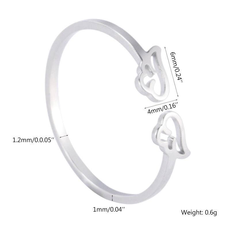 Set 2 Nhẫn Đôi Cánh Thiên Thần Sáng Bóng Bằng Thép Không Gỉ Có Thể Điều Chỉnh