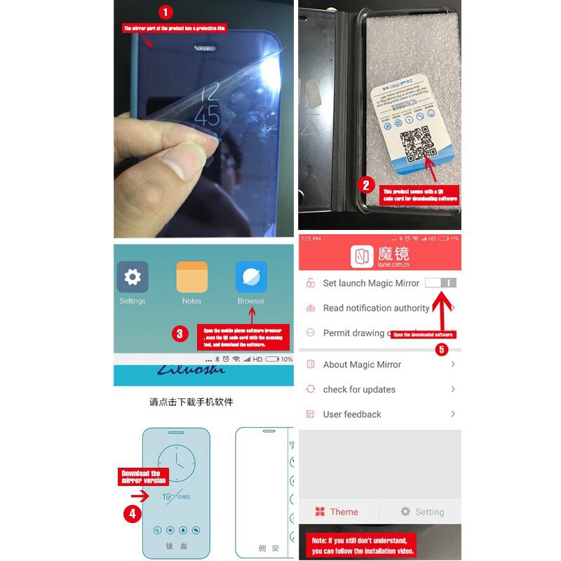 Bao da điện thoại nắp gập tráng gương sang trọng bảo vệ cao cấp cho Xiaomi Redmi Note 3 4 4X 5A