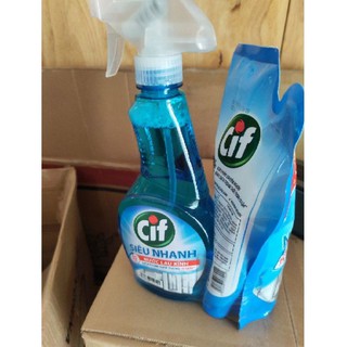 LAU KÍNH CIF COMBO CHAI 520ML + TÚI 520ML