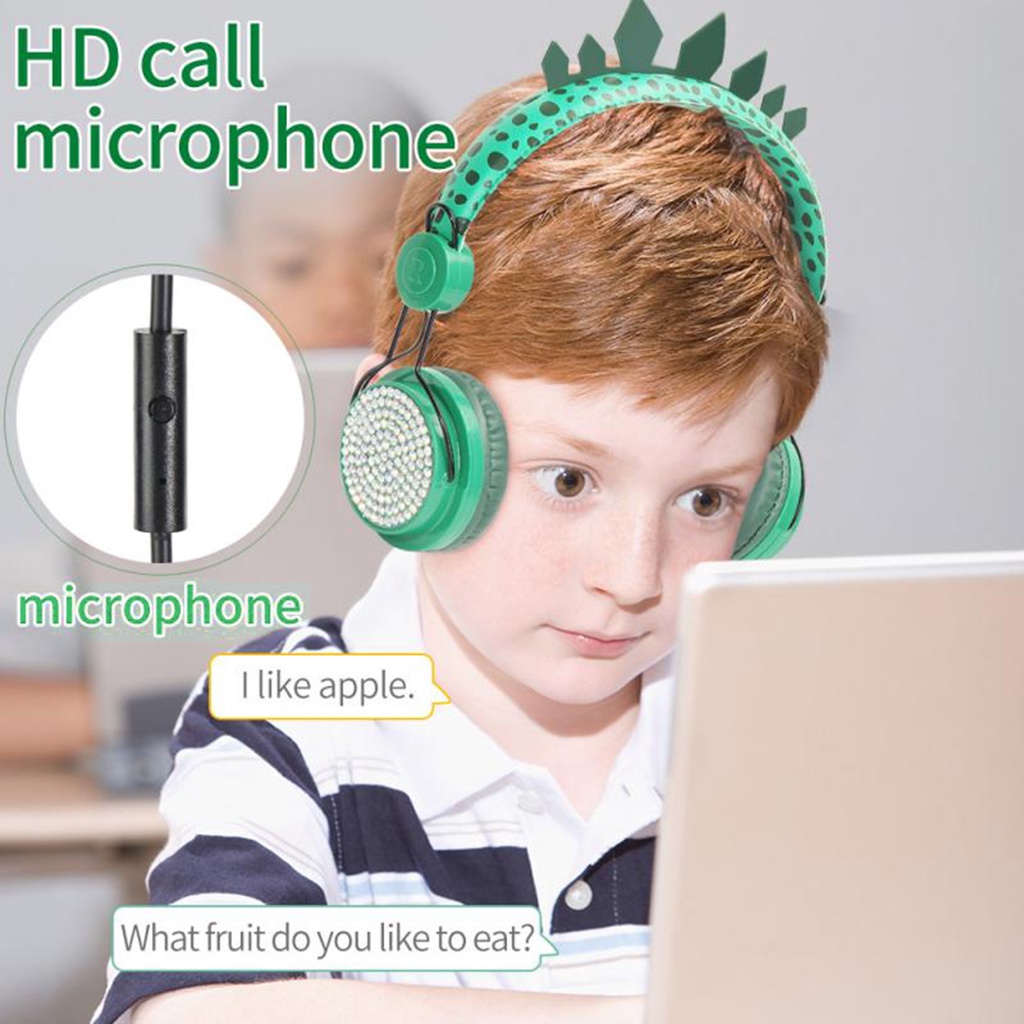 (southtree.vn) Tai Nghe Có Dây Nhẹ Điều Chỉnh Được Thiết Kế Khủng Long Cho Trẻ Em