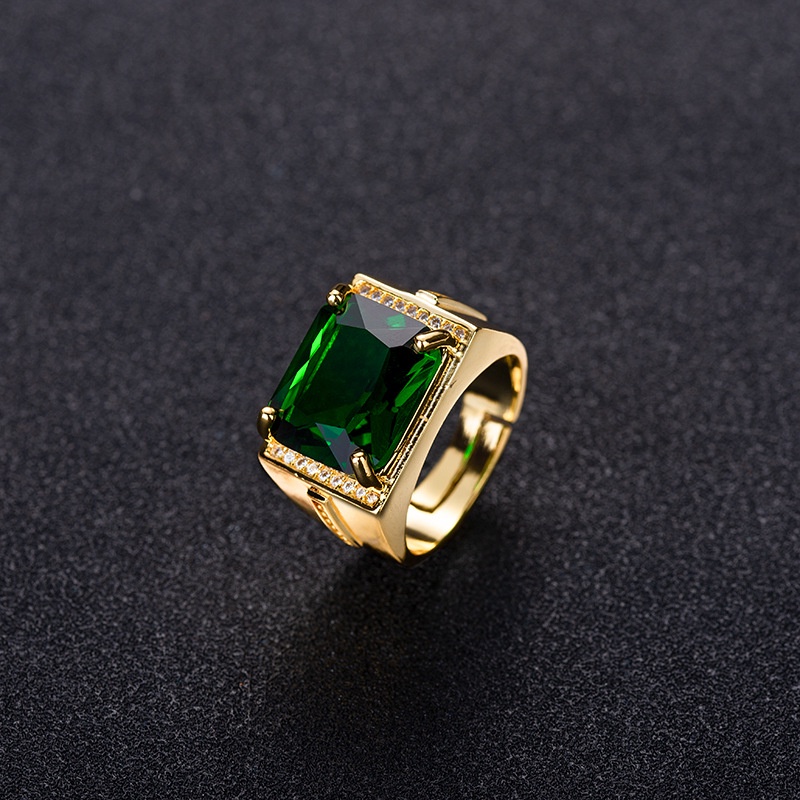 Nhẫn nam nữ tròn SAZ màu bạc thời trang chất Titan đẹp đơn giản không gỉ - Nhẫn Golden Green