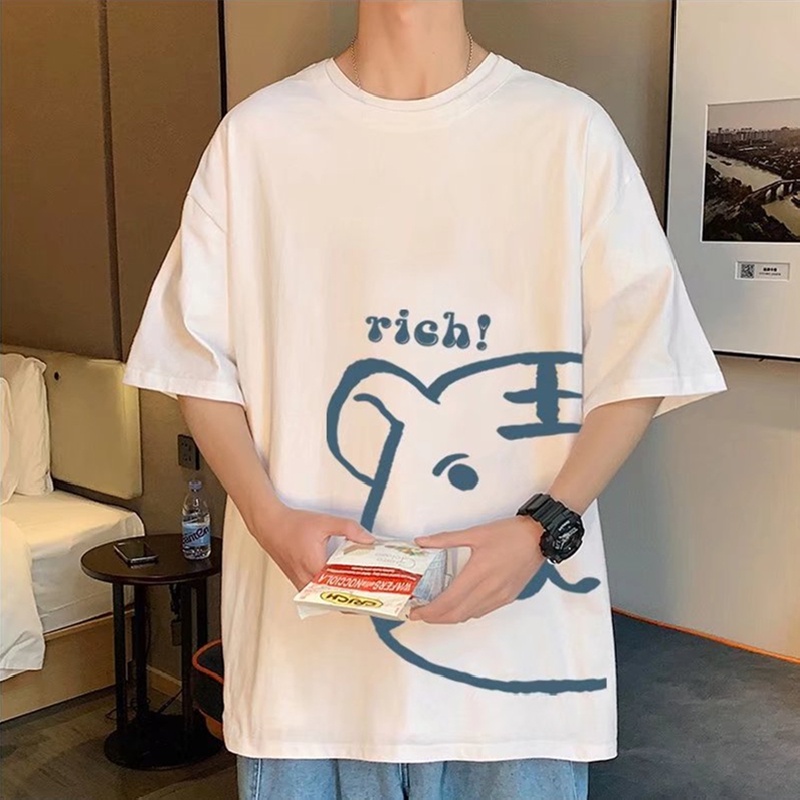 Áo Thun Dáng Rộng In Họa Tiết Hoạt Hình Phong Cách Hip Hop Đường Phố Hàn Quốc Thời Trang Mùa Hè Cho Nam Và Nữ M-8XL