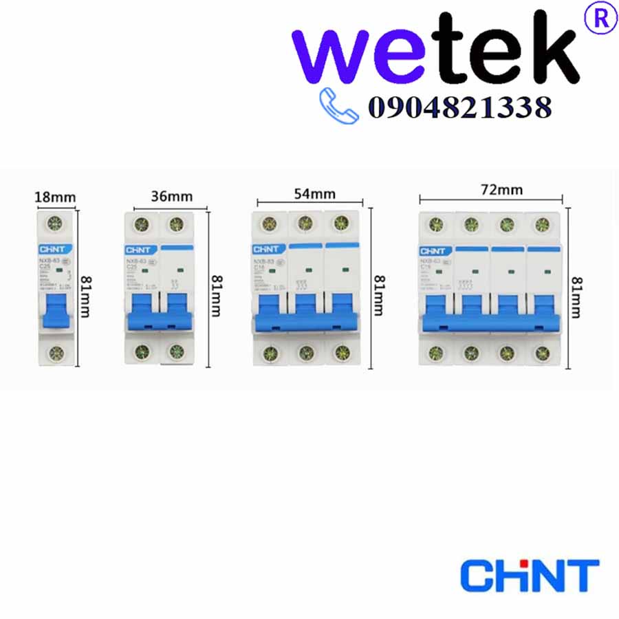 Attomat tép MCB Chint dòng NXB63 , , chính hãng, đủ dải