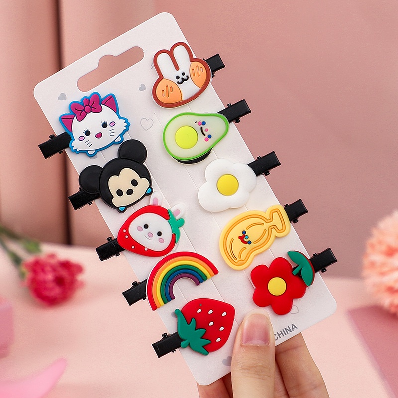 Set kẹp tóc 10 chi tiết cho bé gái thời trang nhiều họa tiết đáng yêu ( Kẹp tóc 10 chi tiết )
