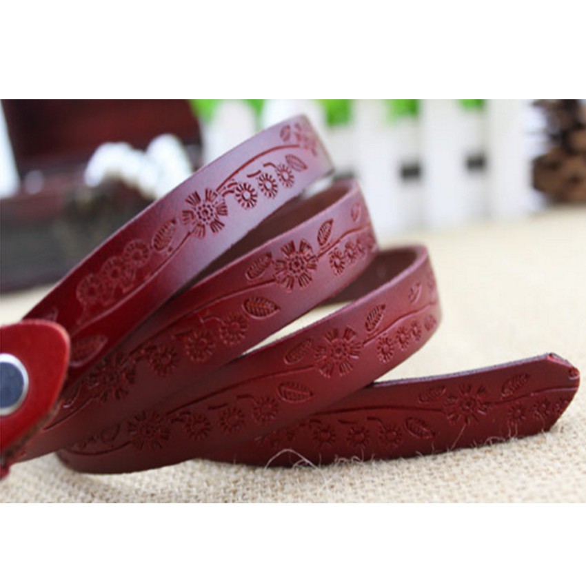 Thắt lưng nữ da thật dập họa tiết Đồ Da Thành Long 203810 Tặng 01 móc khóa hồ lô [SKM] | BigBuy360 - bigbuy360.vn