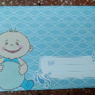 Combo 40 thiệp thôi nôi hình bé ôm bóng (đã in thông tin)