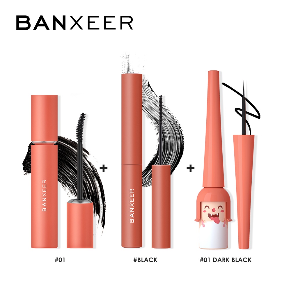 BANXEER 3 Eye Makeup Set Includes Lash Thickening Mascara + Ultrafine long lash mascara + Eyeliner