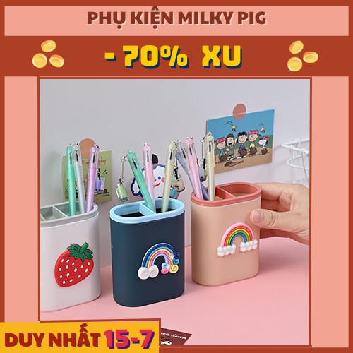 Ống Đựng Bút Đa Năng 2 Ngăn Màu Pastel HOT - Hộp đựng bút ngộ nghĩnh decor bàn học.