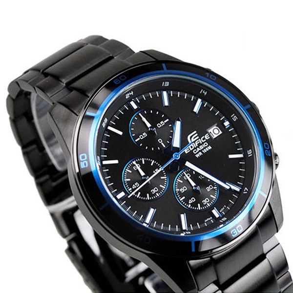 ĐỒNG HỒ NAM CASIO EDIFICE EFR-526BK-1A2VUDF Dây kim loại đen - Măt đen viền xanh 6 k