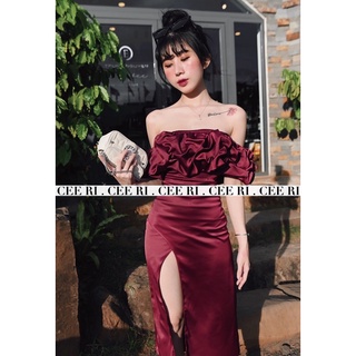 ( ẢNH THẬT - CHÍNH CHỦ CEE RI ) Váy lụa trễ vai bèo cao cấp