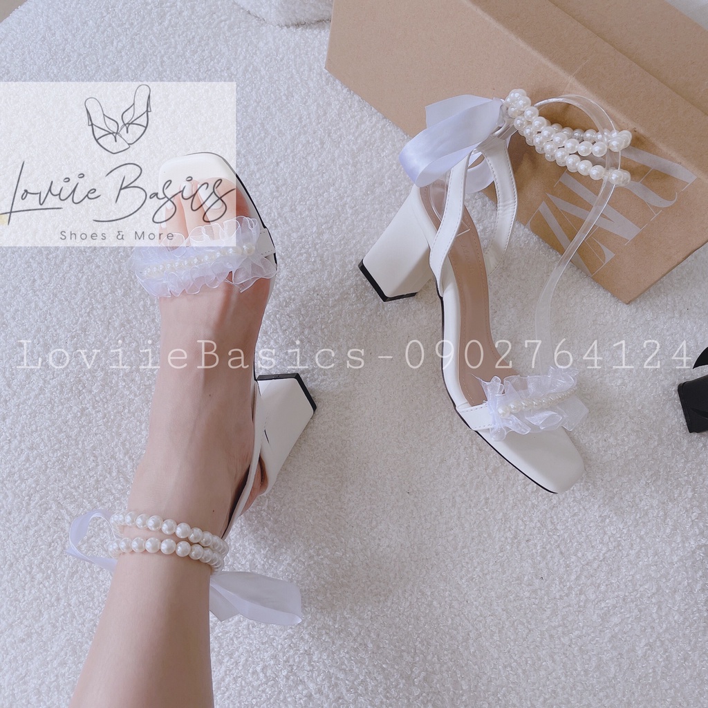 SANDAL CAO GÓT LOVIIE BASICS - GUỐC NỮ QUAI NGANG BÈO NHĂN - GIÀY THỜI TRANG HỞ HẬU SAU KẾT NƠ G220717
