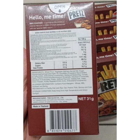 Bánh que vị gà nướng Pretz BBQ Chicken (Gói 31G)