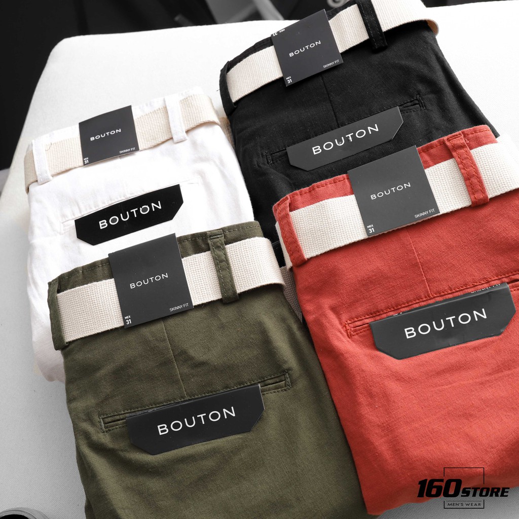 Quần short linen BOUTON belt ss21 QSBO0012 - 160STORE