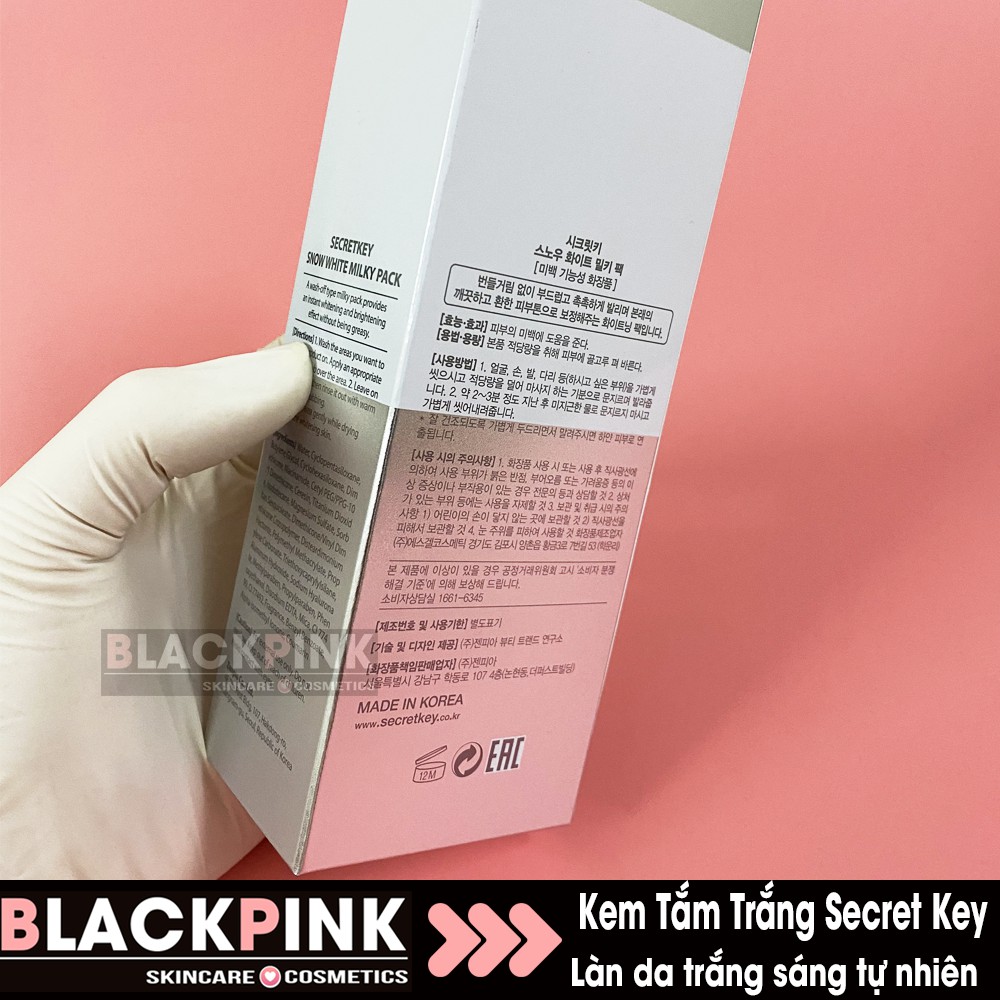 Kem Tắm Trắng Secret Key Snow White Milky Pack 200ml - kem tắm trắng mặt và toàn thân, cam kết chuẩn Auth